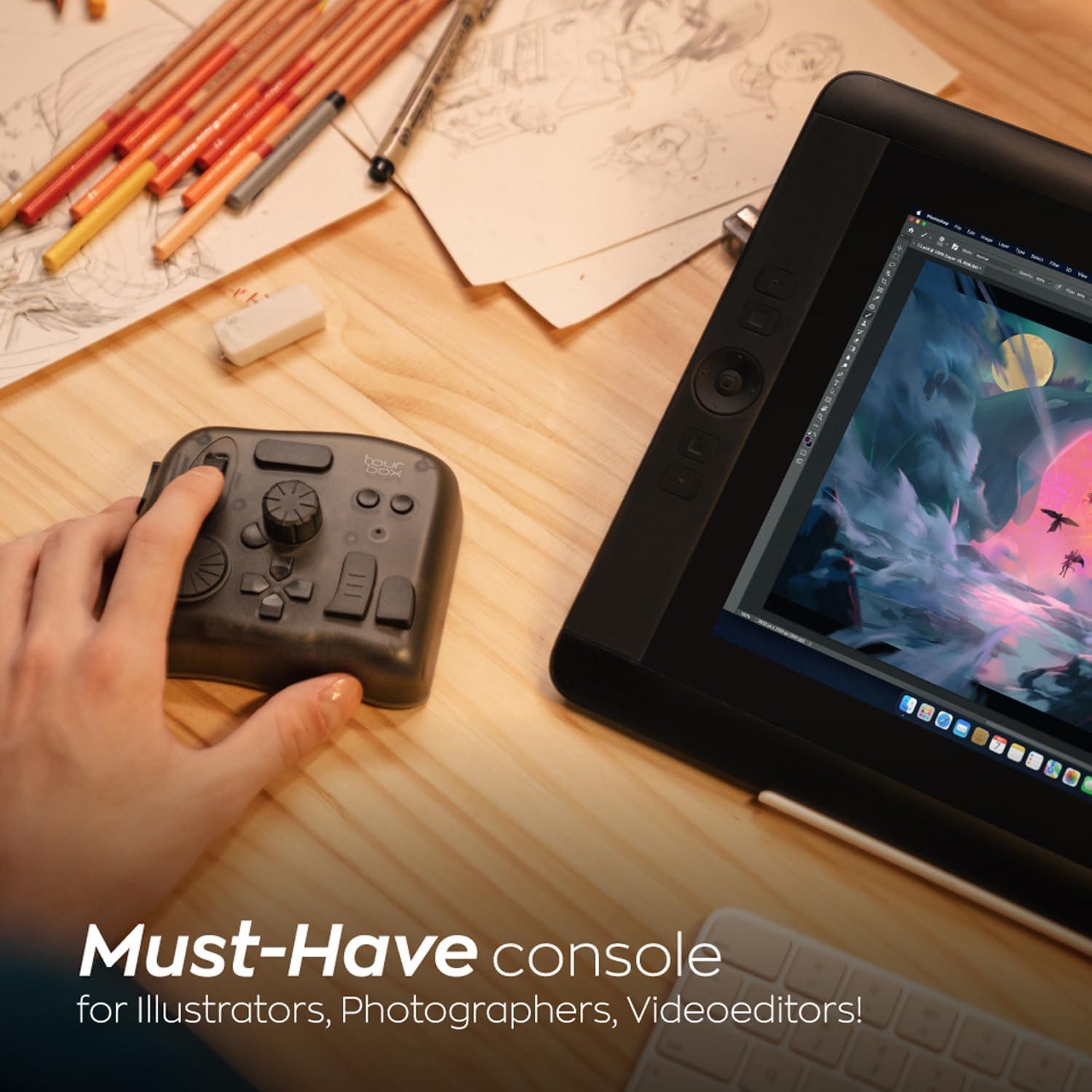Controle Tourbox Elite | Bluetooth Wireless | Teclado Artista PS | Preto