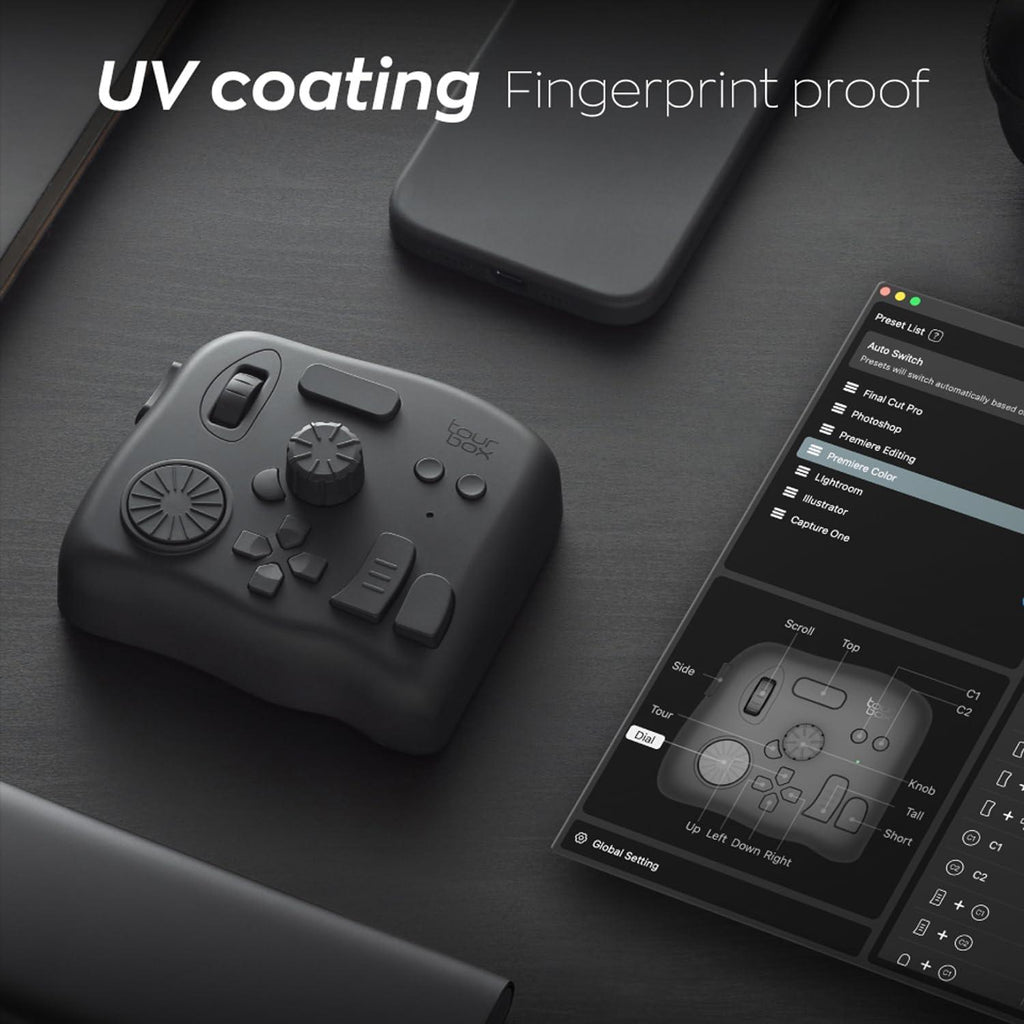 Controle Tourbox Elite | Bluetooth Wireless | Teclado Artista PS | Preto