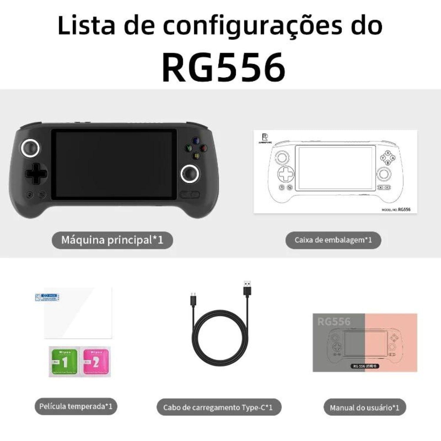 Anbernic RG556 8GB+128GB | Console Portátil com Android 13 | Joystick Hall | Preto