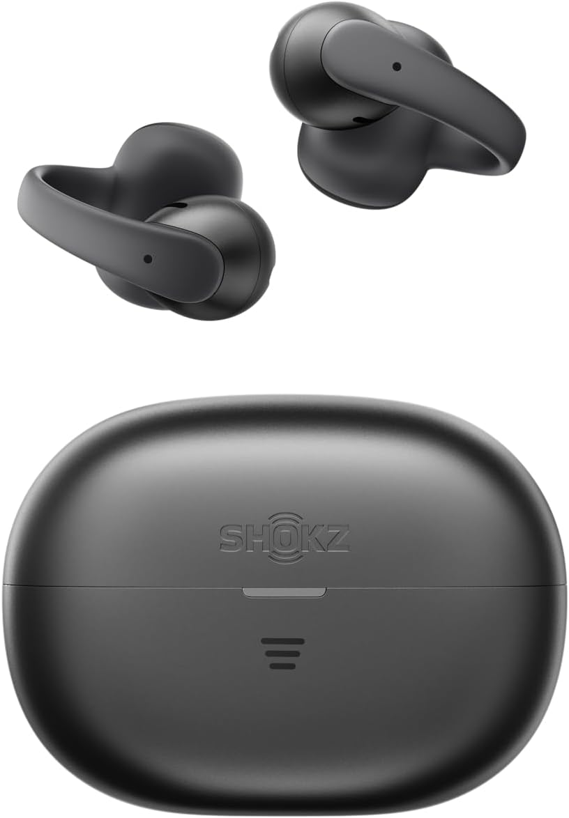 SHOKZ OpenDots Air Open-Ear Clip-On Bluetooth Earbuds, Black, Touch Control Clip on earbuds design; Secure comfortable fit; Natural balanced sound; 36H listening; Travel/Commuting/City Walk/Dancing
