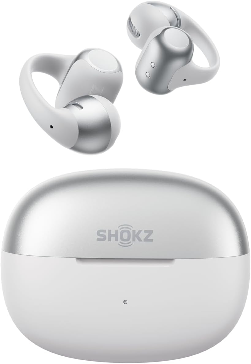 SHOKZ OpenDots 2 Open-Ear Clip-On Earbuds, White, Dolby Audio, 3 Mics Rich bass with Dolby Audio; 3-mic clear calls; 40H listening; IP57; Bluetooth 6.1; Travel/City walk/Commuting/Yoga/Pilates