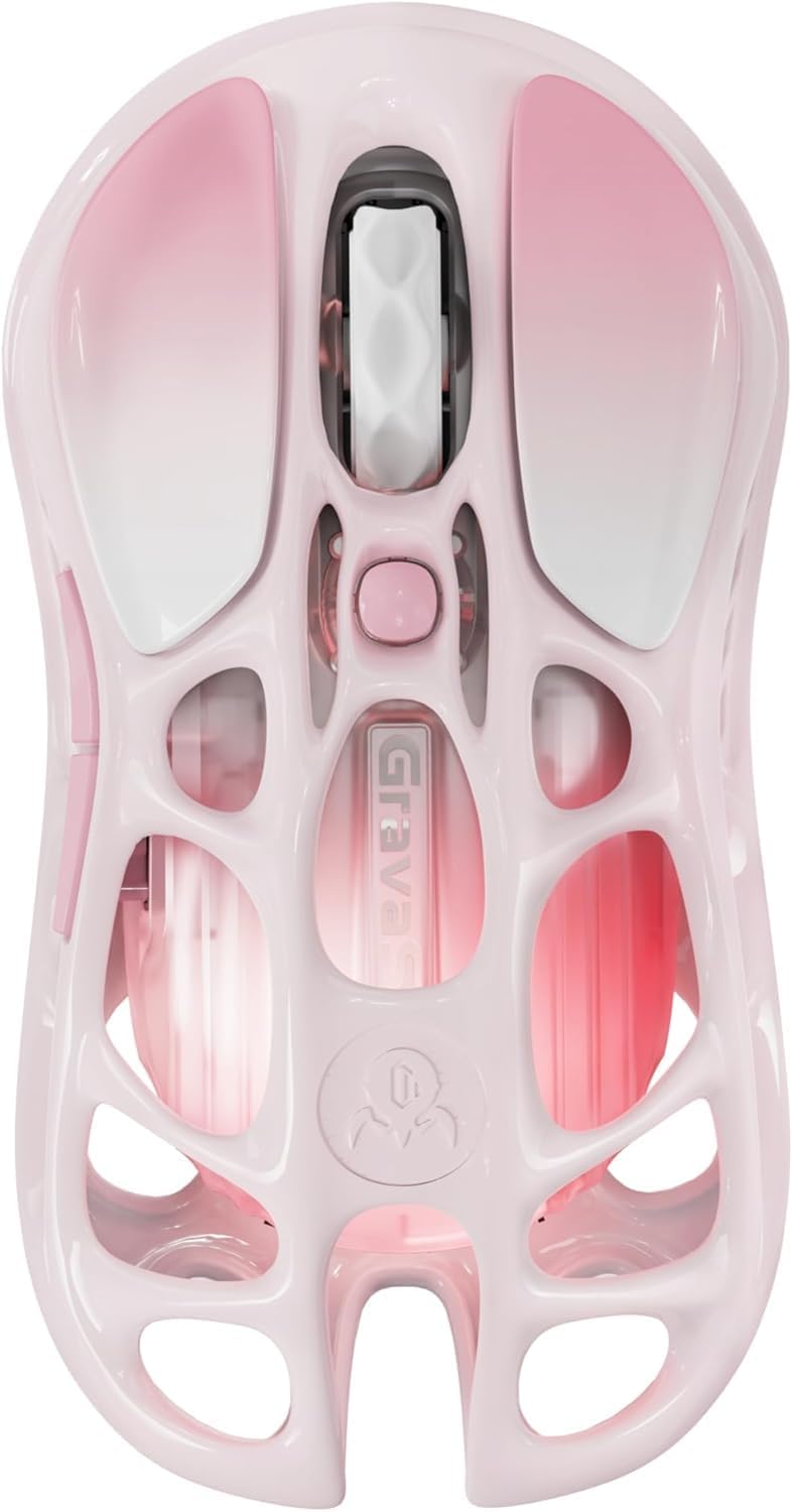 GravaStar Mercury M1 Pro Gaming Mouse, 78g Lightweight Magnesium Alloy, 26,000 DPI, PAW3395DM Sensor, 5 Programmable Buttons, Support Wired/2.4GHz/BT, Up to 200 Hours Battery Life