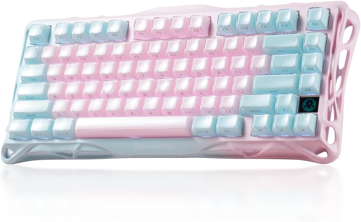 GravaStar Mercury K1 Lite 75% Wireless Mechanical Gaming Keyboard RGB | Gasket Mount, Hot Swappable Linear Switches, Creamy Sound Keyboard, 2.4GHz/USB-C/Bluetooth 5.0, for Win/Mac