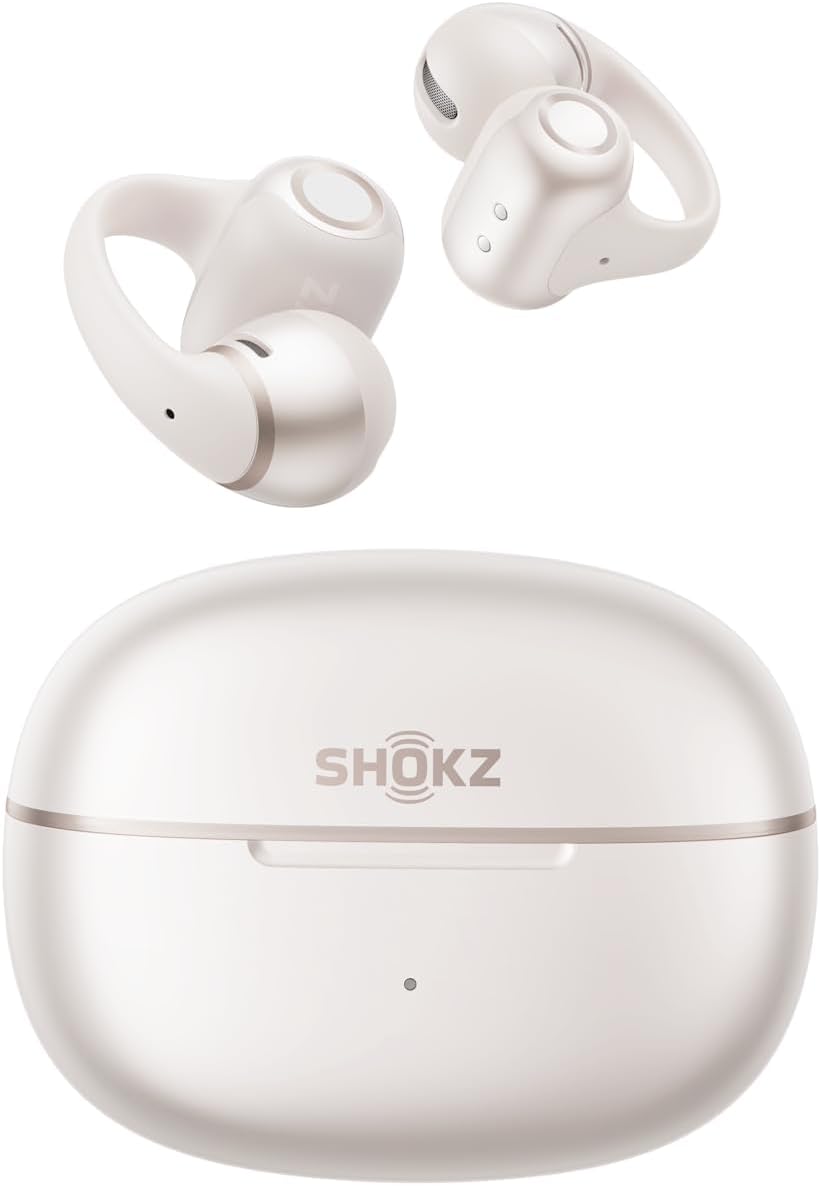 SHOKZ OpenDots 2 Open-Ear Clip-On Earbuds, White, Dolby Audio, 3 Mics Rich bass with Dolby Audio; 3-mic clear calls; 40H listening; IP57; Bluetooth 6.1; Travel/City walk/Commuting/Yoga/Pilates