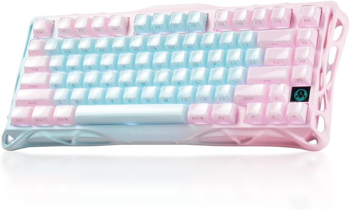 GravaStar Mercury K1 Lite 75% Wireless Mechanical Gaming Keyboard RGB | Gasket Mount, Hot Swappable Linear Switches, Creamy Sound Keyboard, 2.4GHz/USB-C/Bluetooth 5.0, for Win/Mac
