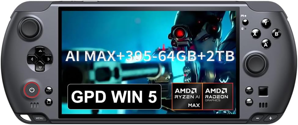 GPD Win 5 Handheld Gaming PC | AMD Ryzen AI Max+ Ryzen 395 Radeon 8060S Graphics | Portable PC for AAA Gaming and Emulation