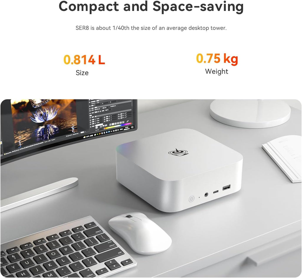 Beelink SER8 Mini PC, AMD Ryzen 7 7845HS up to 5.1GHz 32G+1TB
