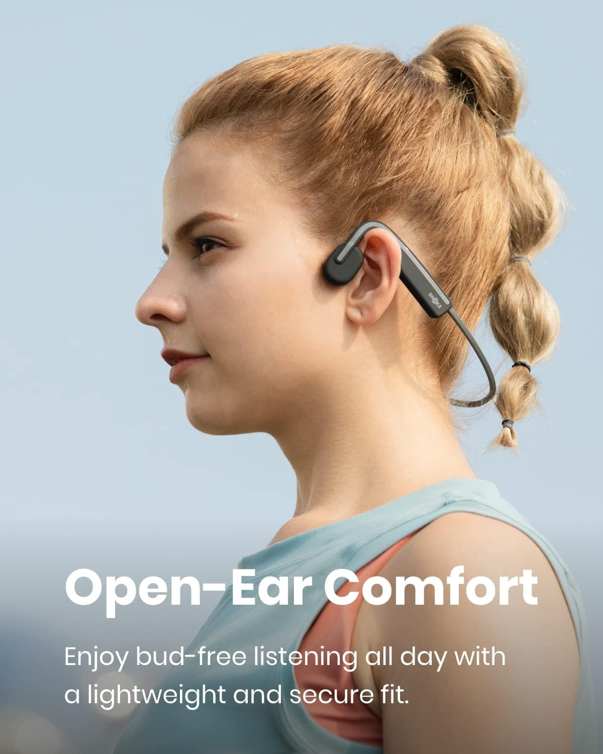 SHOKZ (AfterShokz OpenMove - Open-Ear Bluetooth Sport Headphones - Bone Conduction Wireless Earphones - Sweatproof for Running and Workouts, with Sticker Pack