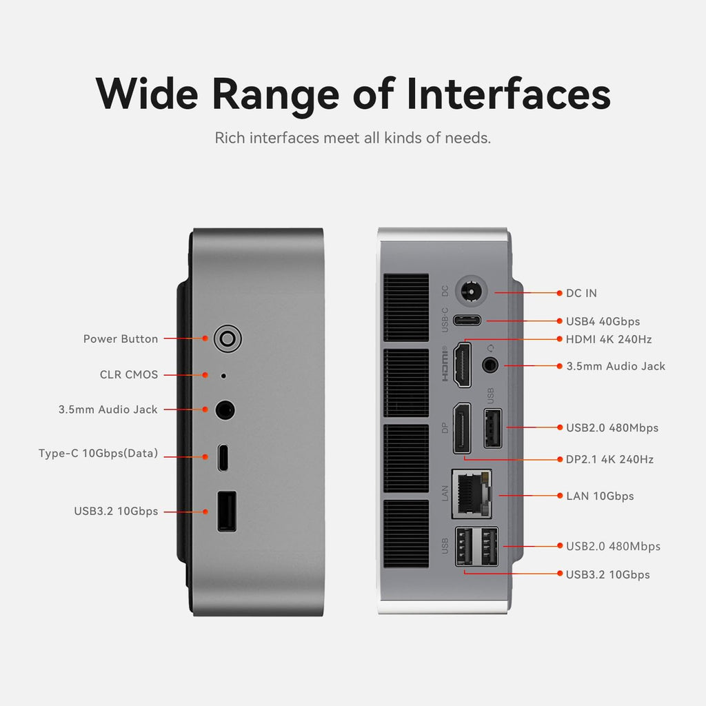 Beelink SER9 Max Mini PC, AMD Ryzen AI 7 H 350, 32G DDR5 1TB PCIe4.0 SSD Mini Computer H 350(8C/16T,5.0GHz), AMD Radeon 860M Triple Display DP&HDMI&USB4, WiFi6/BT5.2/2.5G/Home/Office
