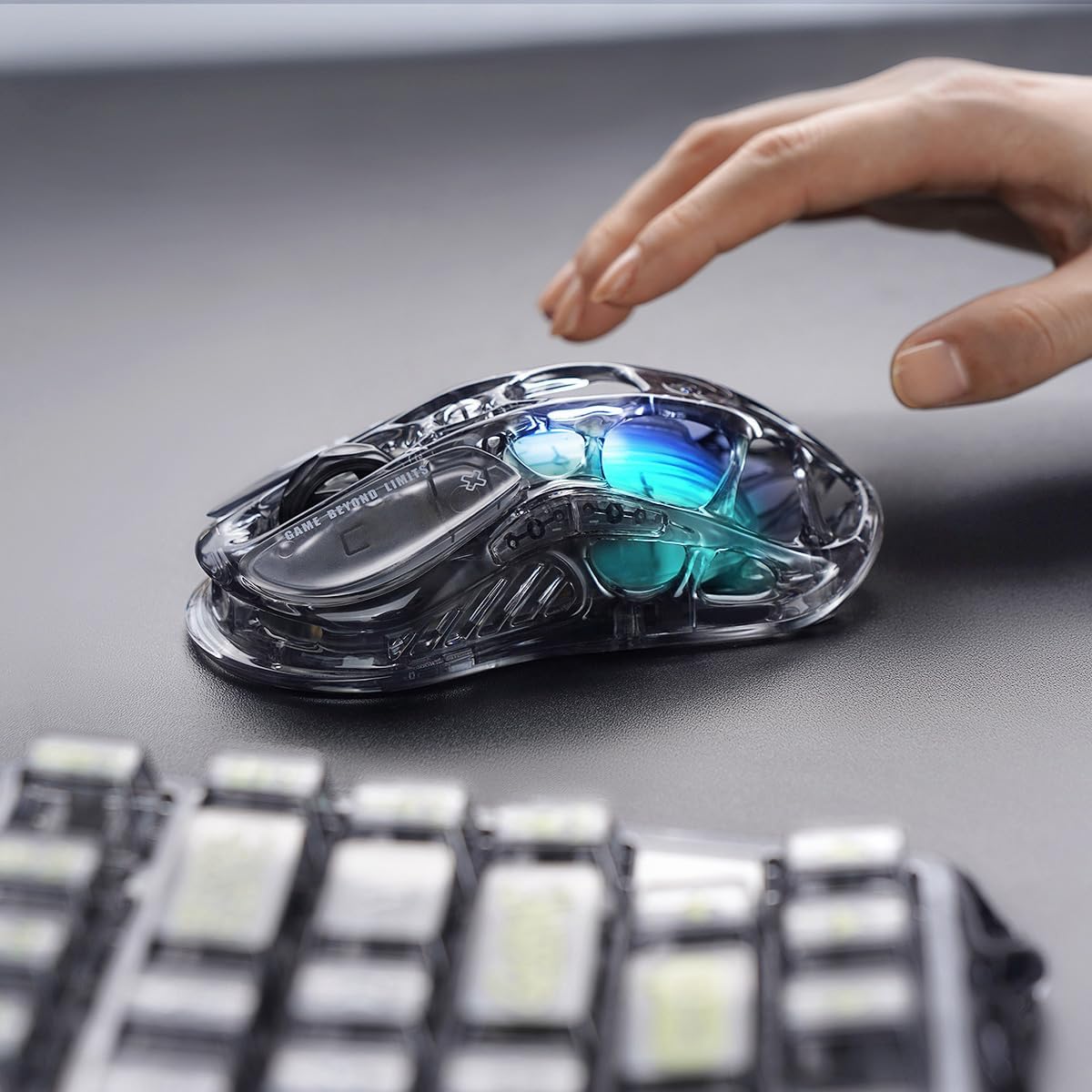 GravaStar Mercury M2 Wireless Gaming Mouse with 26,000 DPI, PAW3395DM Sensor -79g Lightweight Hollowed-Out Design -5 Programmable Buttons -5 Dynamic Lightsync RGB
