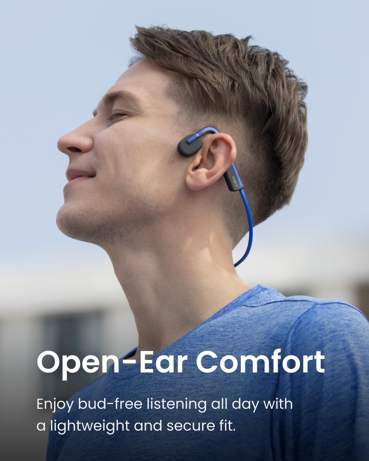 SHOKZ (AfterShokz OpenMove - Open-Ear Bluetooth Sport Headphones - Bone Conduction Wireless Earphones - Sweatproof for Running and Workouts, with Sticker Pack