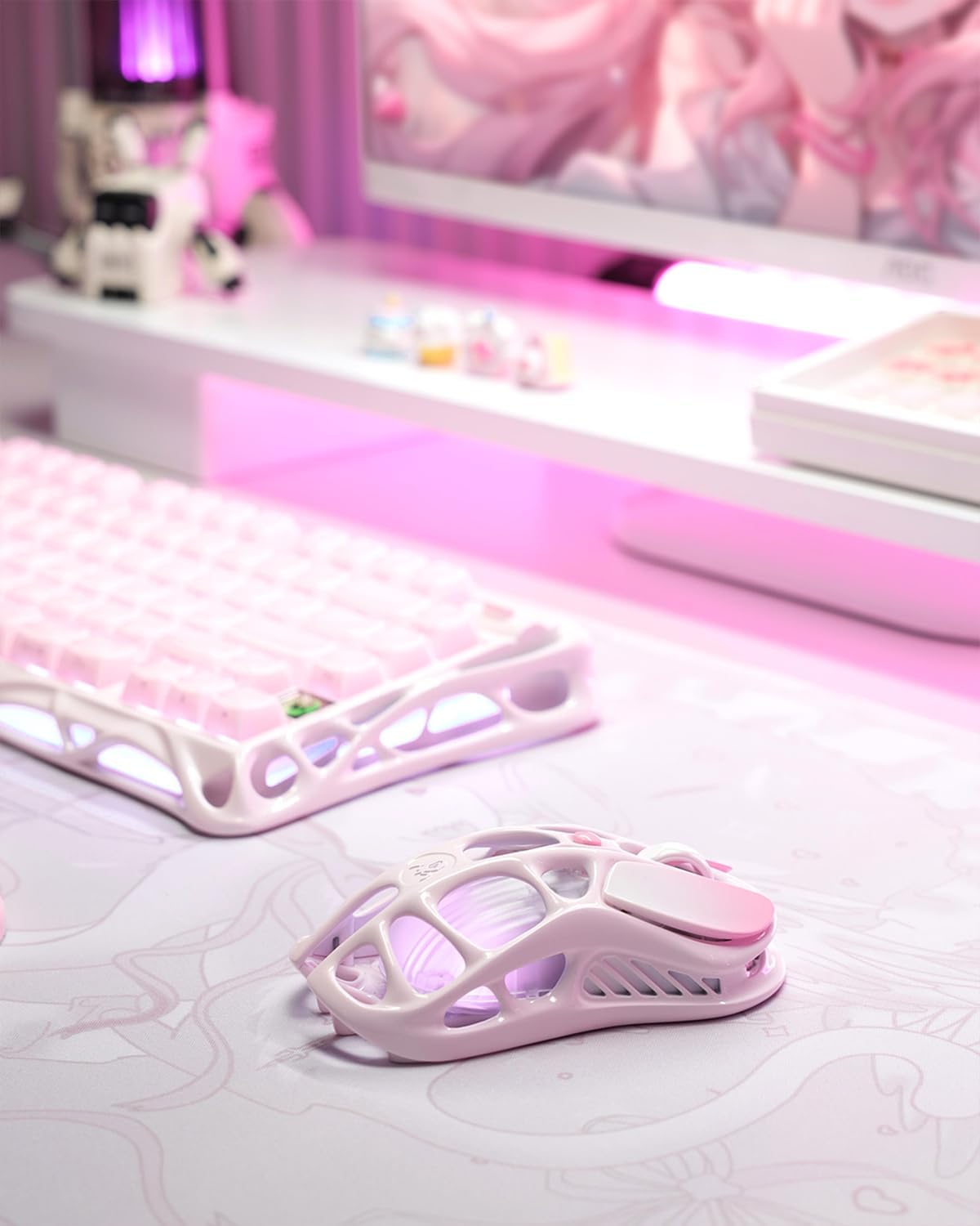 GravaStar Mercury K1 Keyboard & M1 Pro Mouse - Sakura Pink