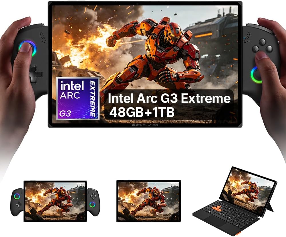 ONEXPLAYER X2 Gaming PC, Intel Arc G3 Extreme, 10.95" 120Hz, 48GB 1TB Arc B390 graphics, 2560x1600 120Hz, 48GB LPDDR5x, 1TB M.2 2280 PCIe 4.0, 65Wh battery, WiFi 7, BT 5.4, detachable controllers
