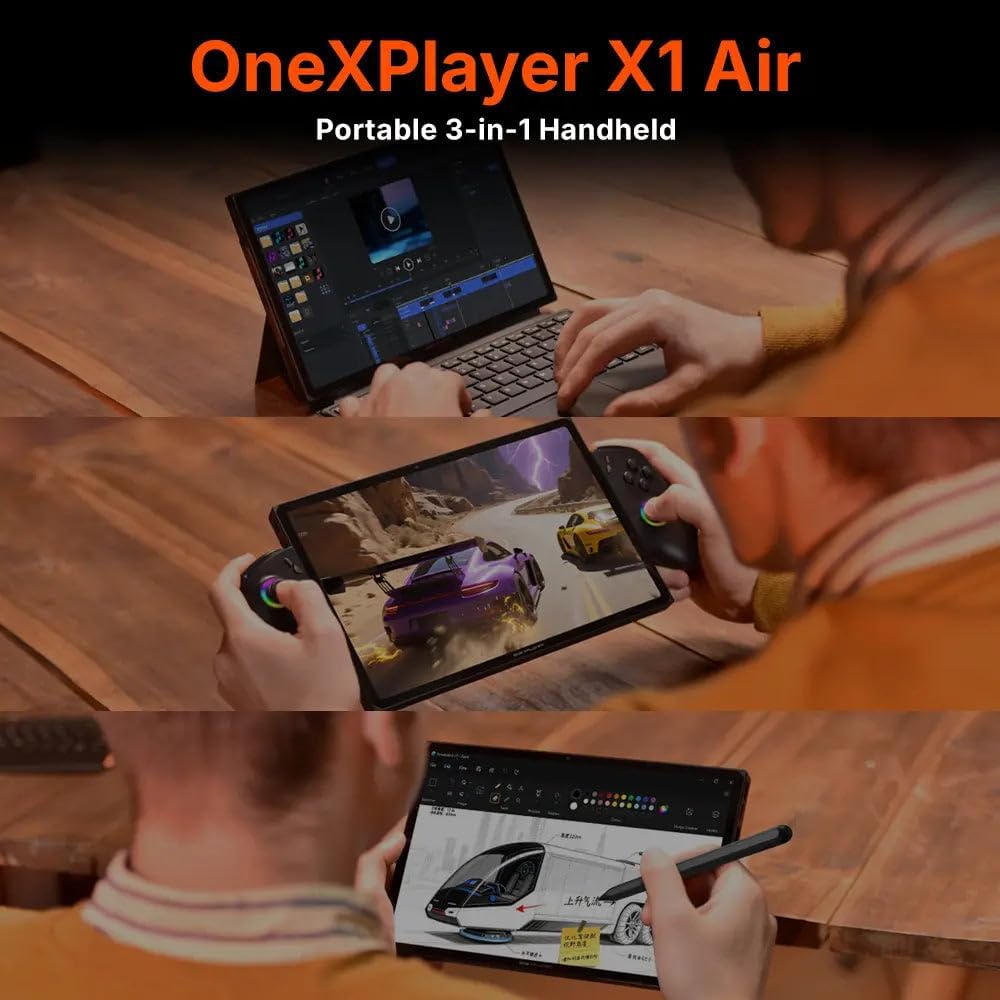Cutesliving OneXPlayer X1 Air 3-in-1 Gaming Laptop with Core Ultra 7 258V, Arc Graphics 140V, 10.95-inch 120Hz Display, 32GB RAM, Magnetic Keyboard, Detachable Controllers