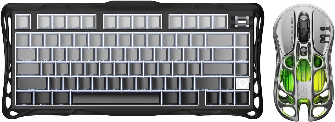 GravaStar Mercury K1 75% Wireless Mechanical Gaming Keyboard, with Mercury M1 Pro Wireless Gaming Mice