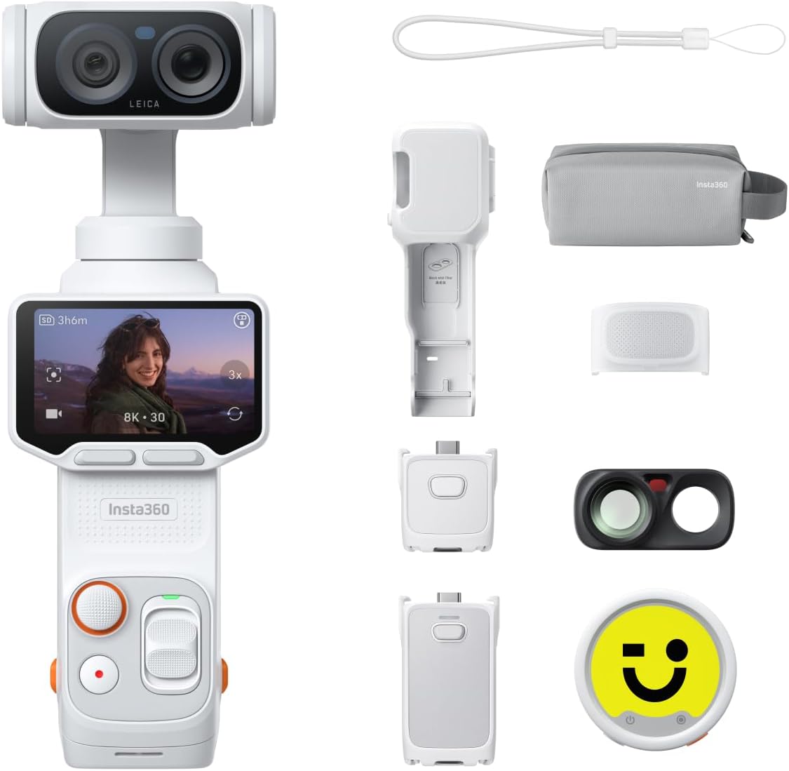 Insta360 Luna Ultra Creator Bundle - 8K Vlogging Camera with Dual Leica Lenses, 12× Zoom, 1" Sensor, Detachable 2" Touchscreen, Triple AI Chip, Pocket Gimbal Camera for Vlog Photography,