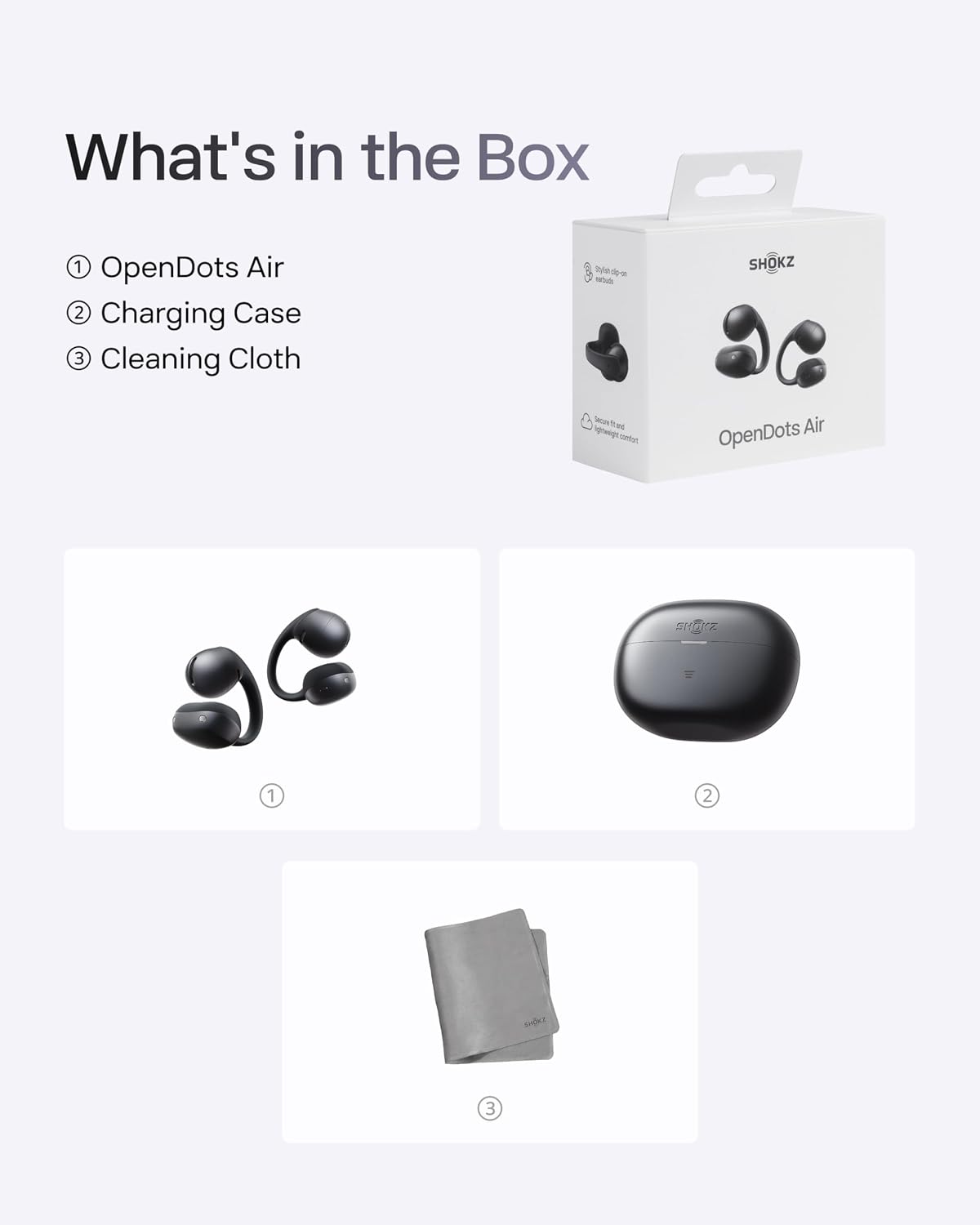 SHOKZ OpenDots Air Open-Ear Clip-On Bluetooth Earbuds, Black, Touch Control Clip on earbuds design; Secure comfortable fit; Natural balanced sound; 36H listening; Travel/Commuting/City Walk/Dancing