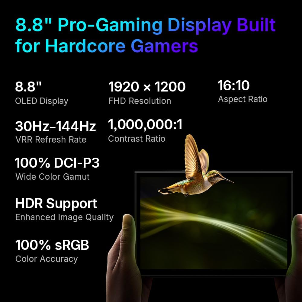 Cutesliving OneXPlayer X2 Mini Pro 3-in-1 Gaming PC AMD Ryzen AI Max+ 388, Radeon 8060S GPU, 8.8-inch OLED 144Hz HDR Display, Wi-Fi 7 for Portable Gaming
