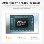 Beelink SER9 Pro Mini PC, AMD Ryzen 7 H 255(up to 4.9GHz) 8C/16T Mini Computer 24GB LPDDR5X RAM 1TB NVMe PCIe 4.0 SSD, 4K Triple Screen Display WiFi6/BT5.2/WOL/W-11 Pro
