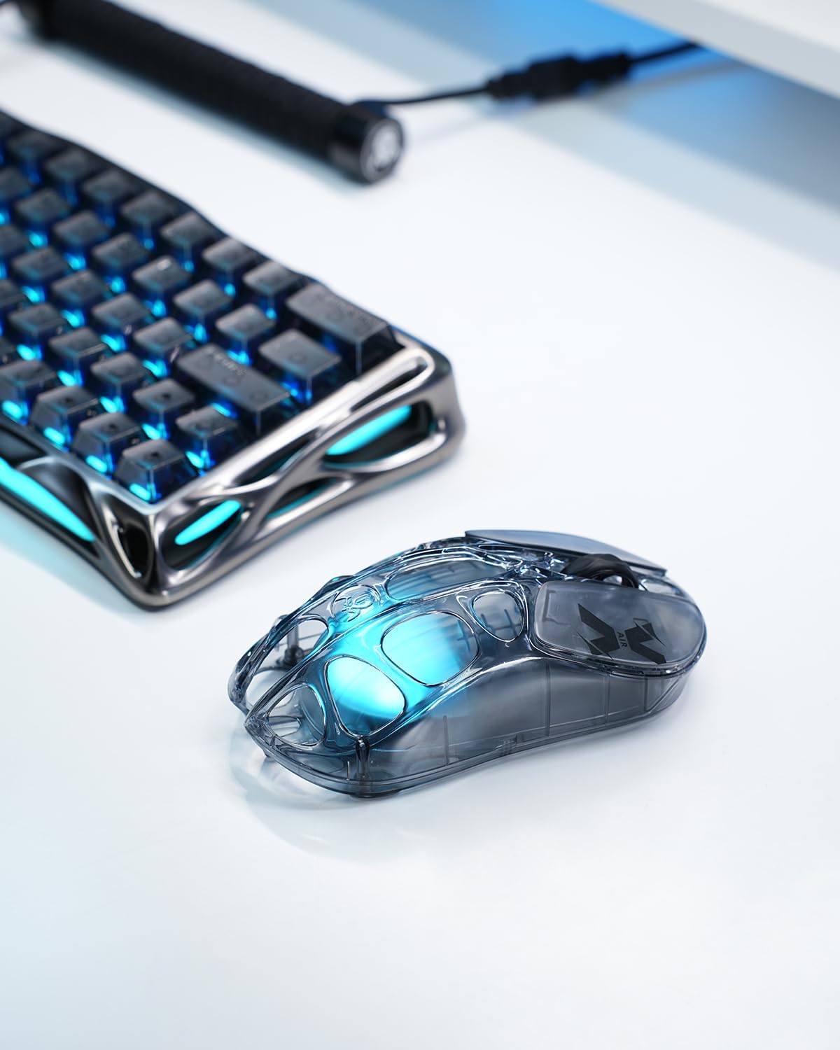 GravaStar X AIR Wireless Gaming Mouse, Futuristic Skeleton Design, True 8K Performance, PAW3950 Sensor, RGB Lighting, 56g Lightweight, Tri-Mode Connectivity