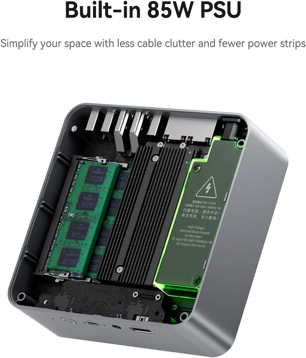 Beelink EQi13 Mini PC, Intel 13420H 8C/12T, 24GB DDR4 500G PCIe4.0 SSD Mini Computer, Desktop Computer Built-in PSU/Dual Display/4K 60Hz/WiFi6/BT5.2/HTPC/Home