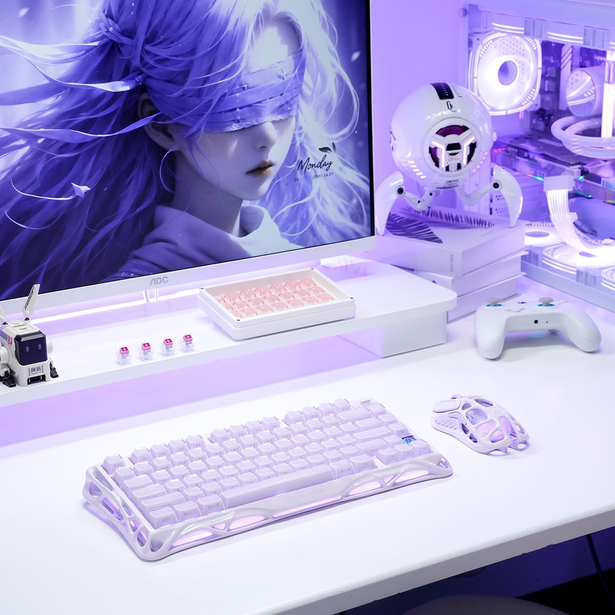 GravaStar Mercury K1 Keyboard & M1 Pro Mouse - Lavender Purple