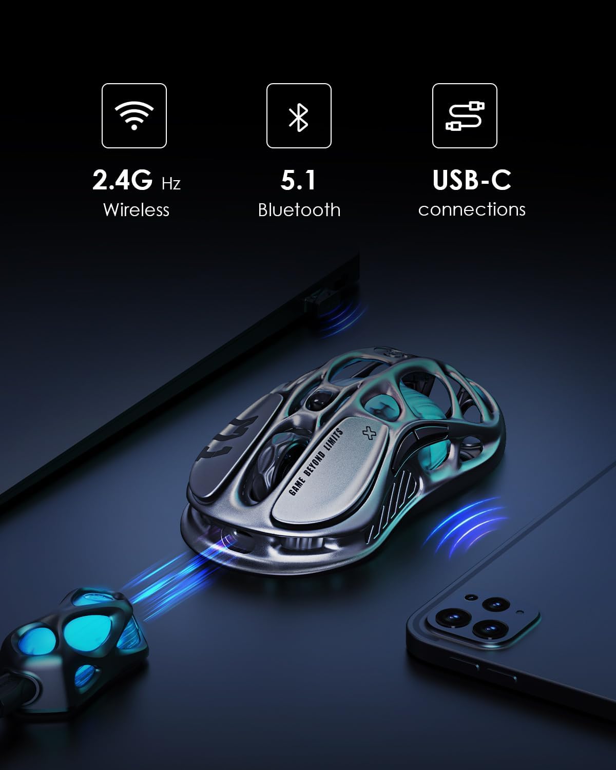 GravaStar Mercury K1 75% Wireless Mechanical Gaming Keyboard, with Mercury M1 Pro Wireless Gaming Mice