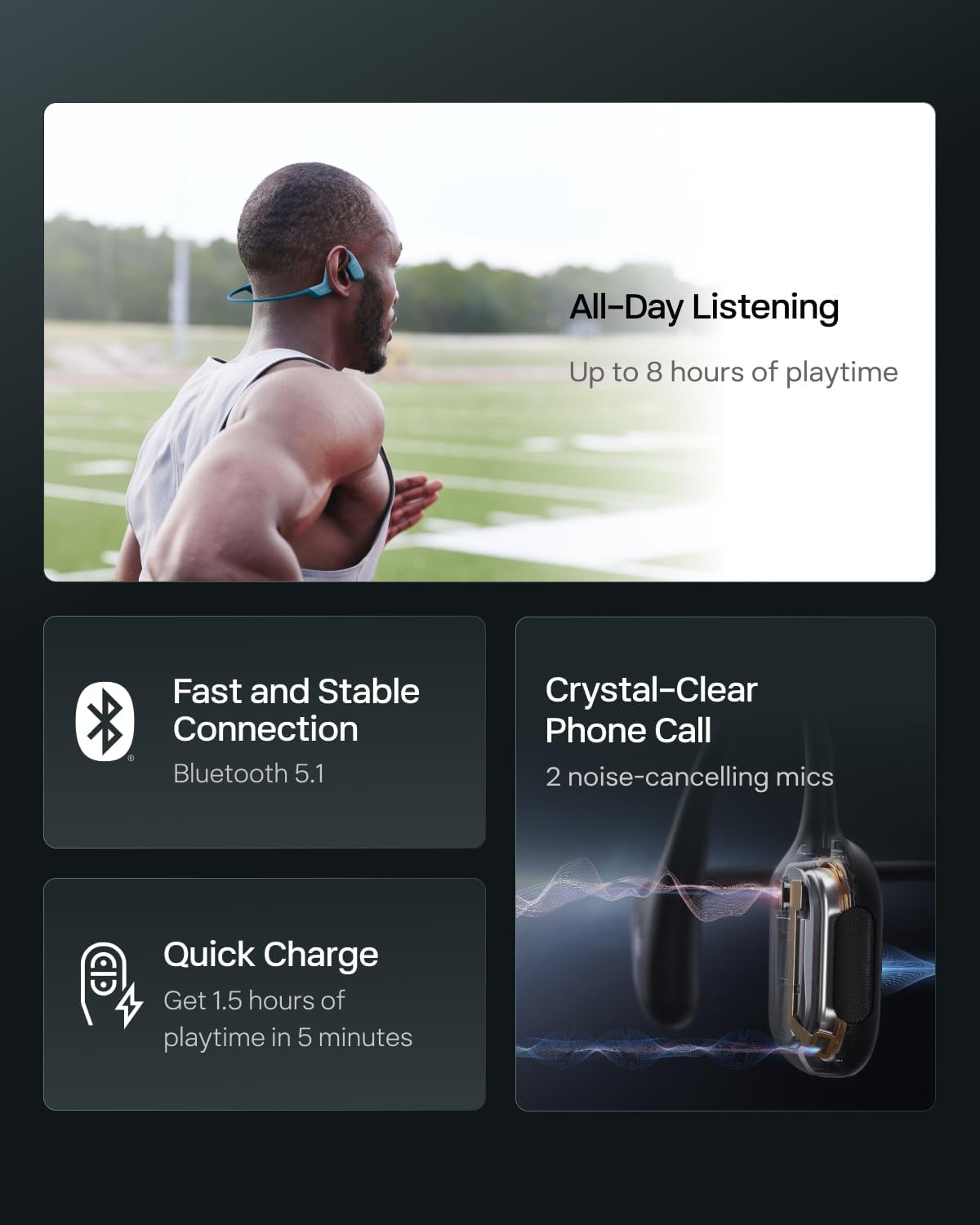 SHOKZ OpenRun Pro - Open-Ear Bluetooth Bone Conduction Sport Headphones - Sweat Resistant Wireless Earphones for Workouts and Running with Premium Deep Base - Built-in Mic, with Hair Band Bundle with Hair Band；Deep Bass；Open-ear comfort; Secure fit