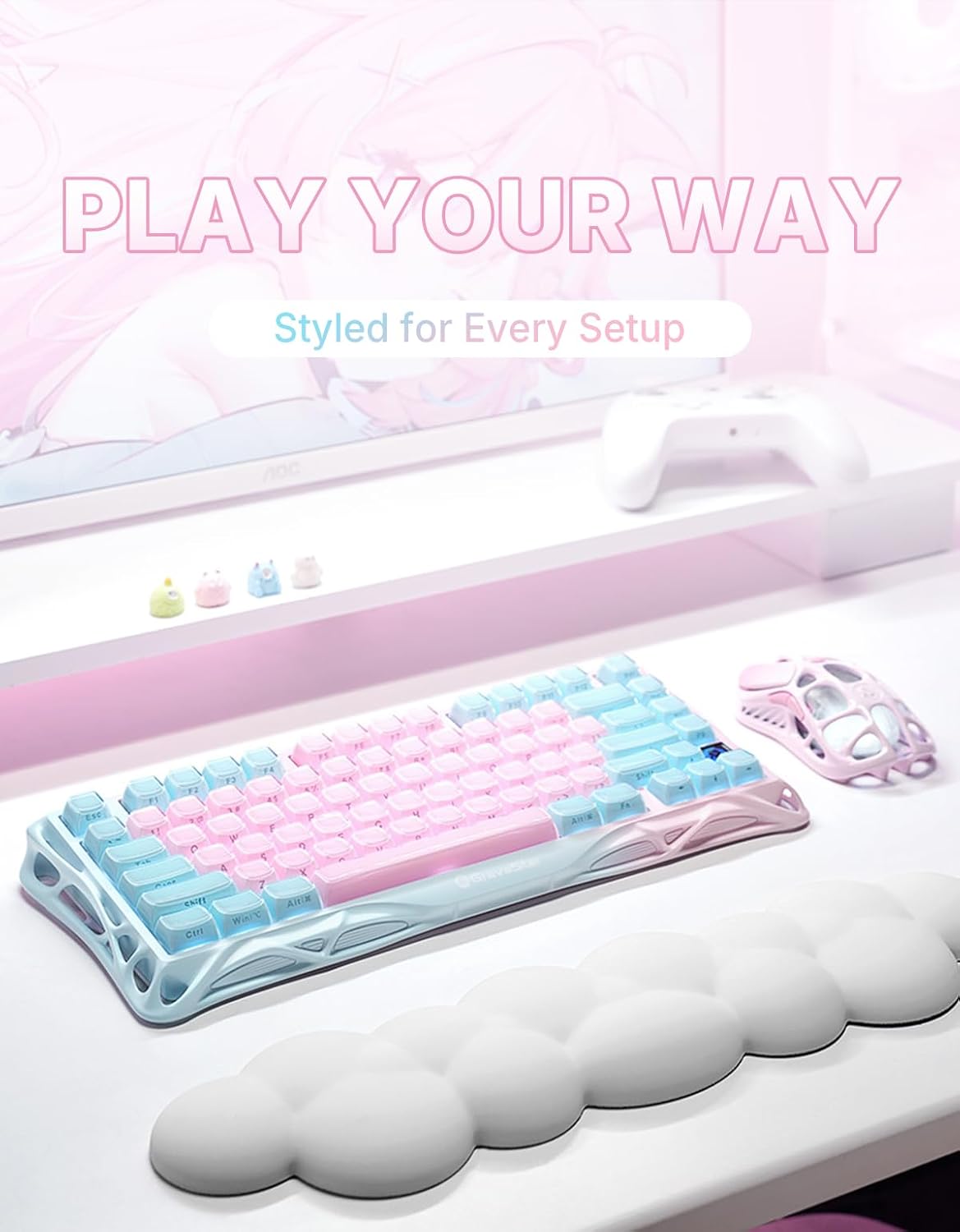 GravaStar Mercury K1 Lite 75% Wireless Mechanical Gaming Keyboard RGB | Gasket Mount, Hot Swappable Linear Switches, Creamy Sound Keyboard, 2.4GHz/USB-C/Bluetooth 5.0, for Win/Mac