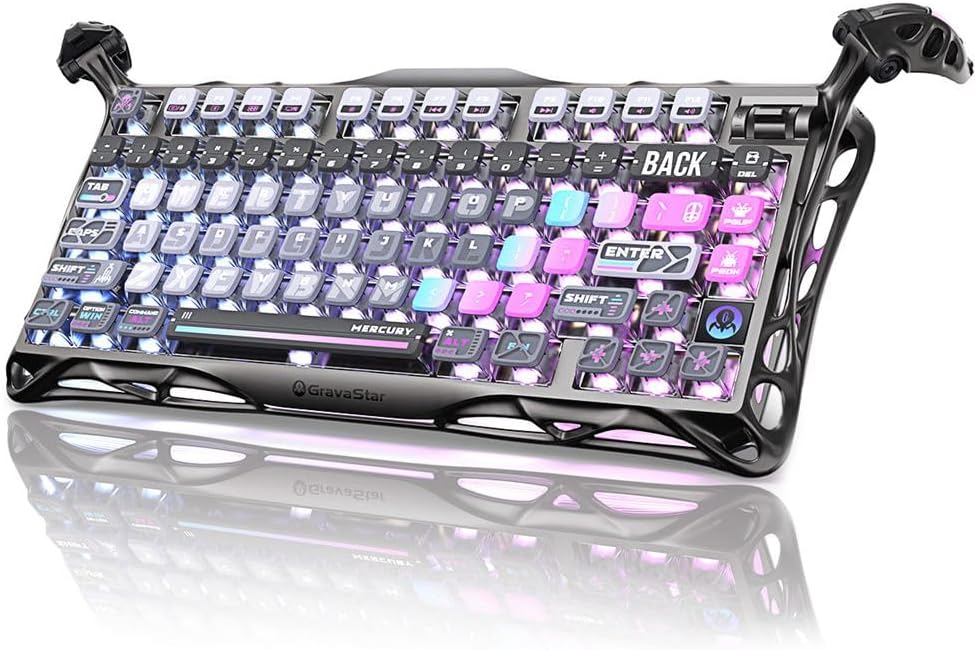 GravaStar Mercury K1 Pro Keyboard Cyberpunk & X Pro Mouse Galaxy Black