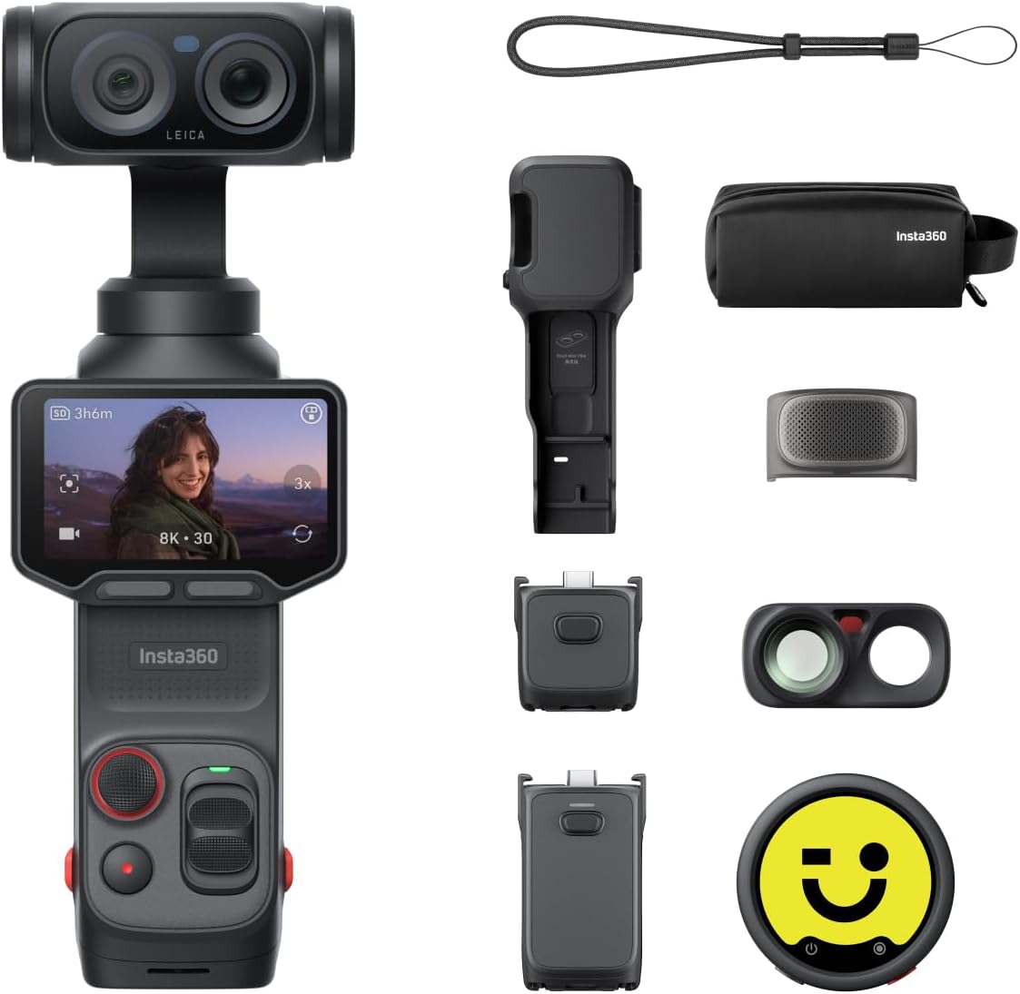 Insta360 Luna Ultra Creator Bundle - 8K Vlogging Camera with Dual Leica Lenses, 12× Zoom, 1" Sensor, Detachable 2" Touchscreen, Triple AI Chip, Pocket Gimbal Camera for Vlog Photography,