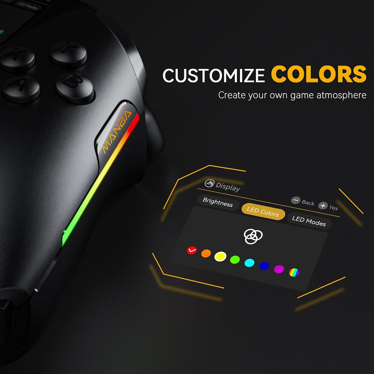 ManbaOne Interactive Screen Wireless Gaming Controller for PC/Switch/Switch 2/iOS/Android,Hall Effect Stick & Trigger,RGB Lighting,Remappable Buttons,1800mAh with Charging Dock