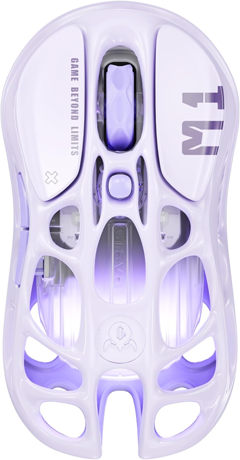 GravaStar Mercury M1 Pro Gaming Mouse, 78g Lightweight Magnesium Alloy, 26,000 DPI, PAW3395DM Sensor, 5 Programmable Buttons, Support Wired/2.4GHz/BT, Up to 200 Hours Battery Life