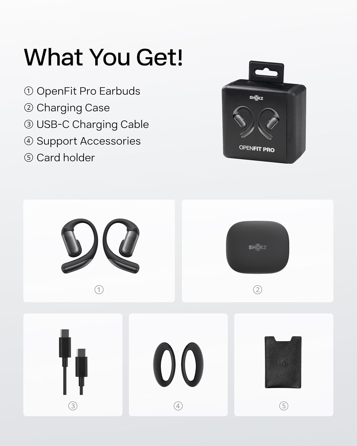 SHOKZ OpenFit Pro Open-Ear Earbuds with Noise Reduction, Dolby Atmos,  Superior Sound with Richer Details; Secure fit; AI call clarity; Up to 50H playtime; Bluetooth 6.1; IP55; Gym/Office/Cafe use