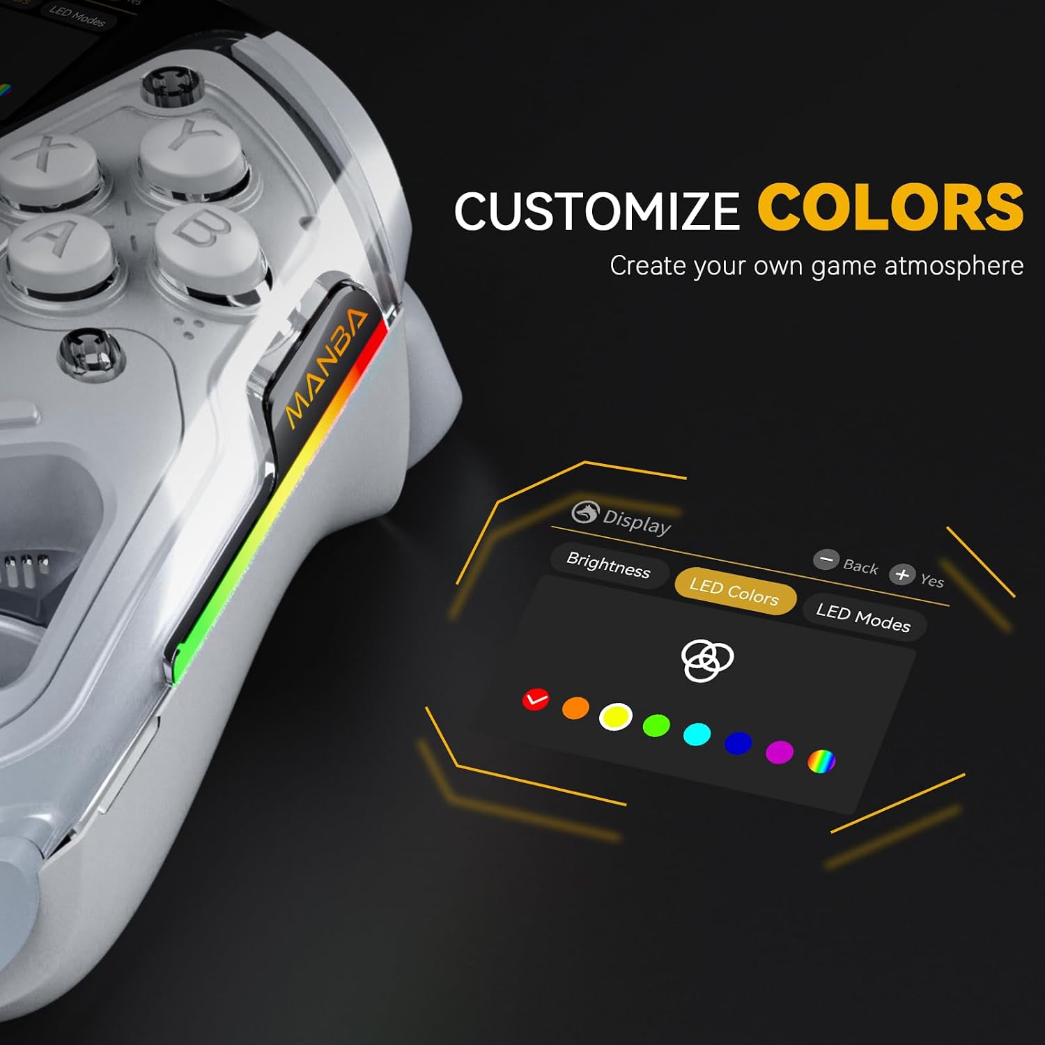 ManbaOne Interactive Screen Wireless Gaming Controller for PC/Switch/Switch 2/iOS/Android,Hall Effect Stick & Trigger,RGB Lighting,Remappable Buttons,1800mAh with Charging Dock
