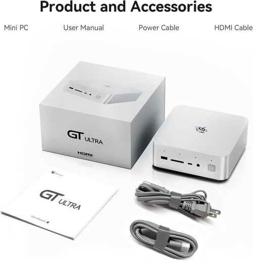 Beelink GTi14 Ultra Mini PC 185H(16C/22T) 32G DDR5 RAM 1TB NVMe PCIe4.0 SSD Mini Computer Intel Core Ultra 9 185H(up to 5.1GHz), Built-in PSU/Microphone/Speakers 4K@144Hz HDMI/WiFi7/BT5.4/10Gbps