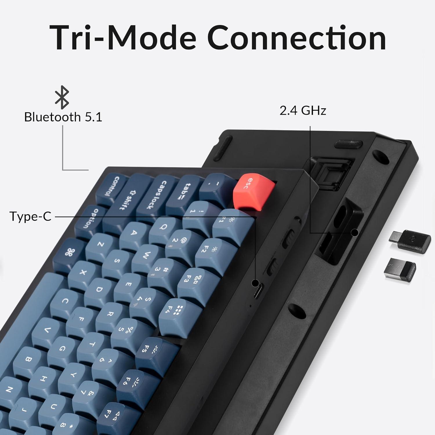 Teclado Mecânico Compacto Keychron V3 Max TKL | Gasket Mount | RGB Personalizável | Conectividade Tripla
