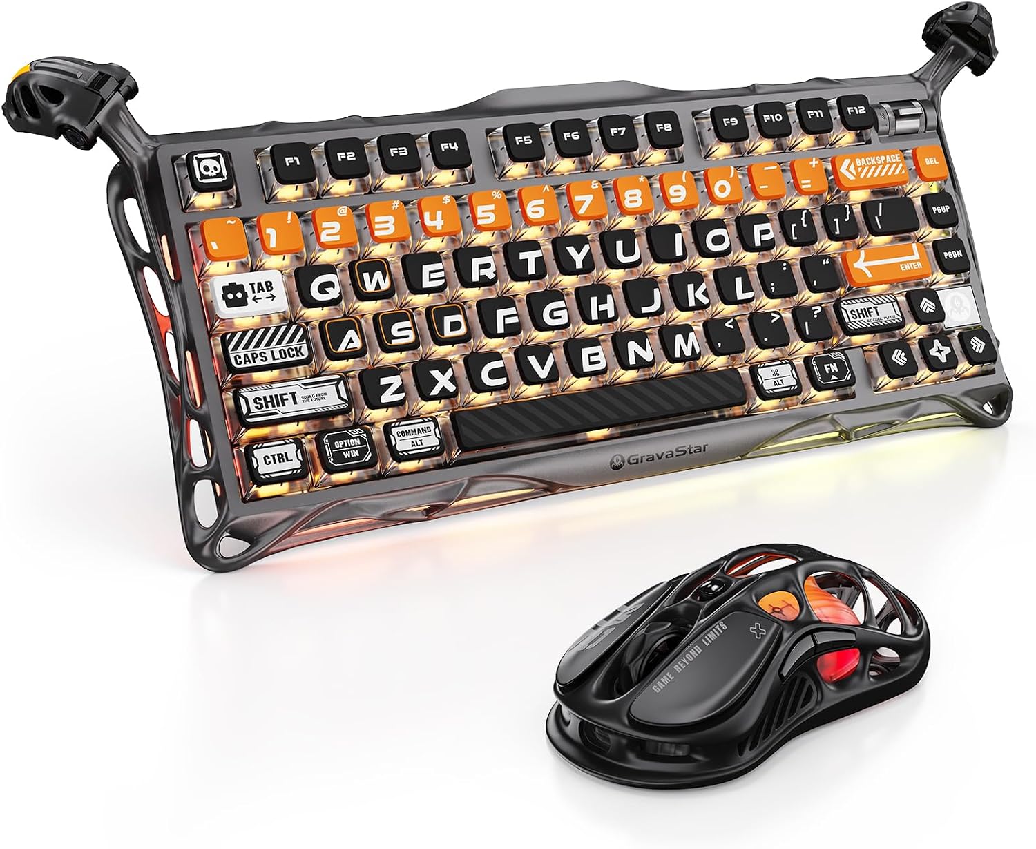 GravaStar Mercury K1 Pro Keyboard CyberFlare & M2 Mouse Stealth Black