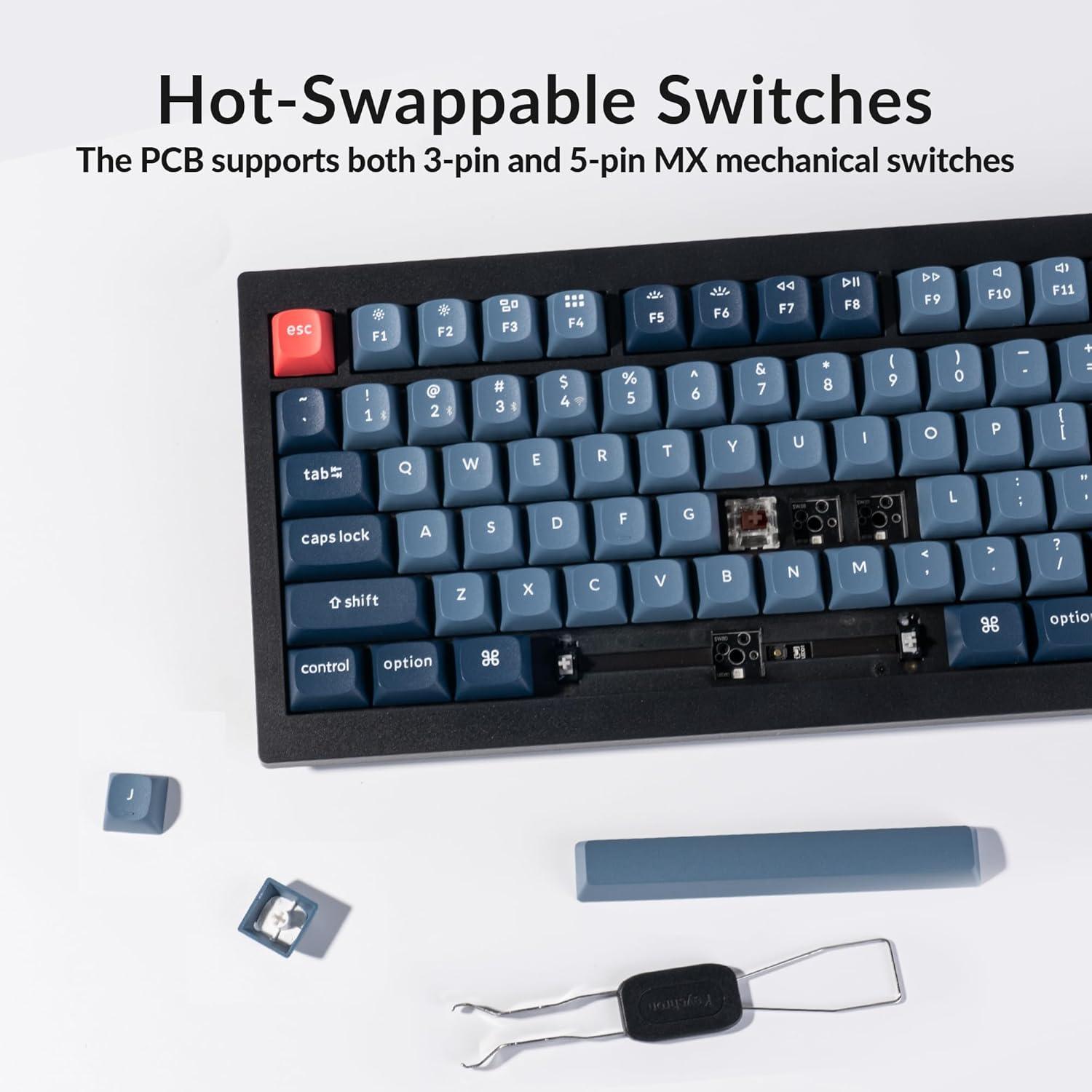 Teclado Mecânico Compacto Keychron V3 Max TKL | Gasket Mount | RGB Personalizável | Conectividade Tripla