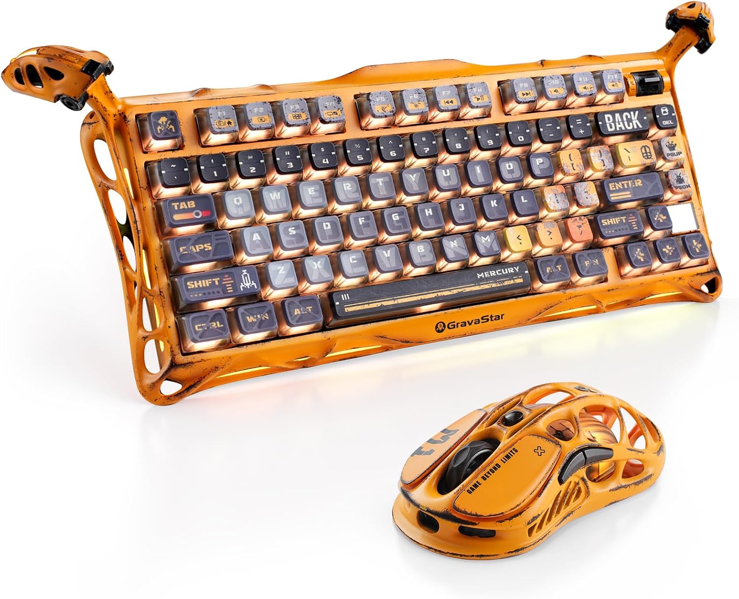 GravaStar Mercury K1 Pro Keyboard & M1 Pro Mouse - Battle-Worn Yellow