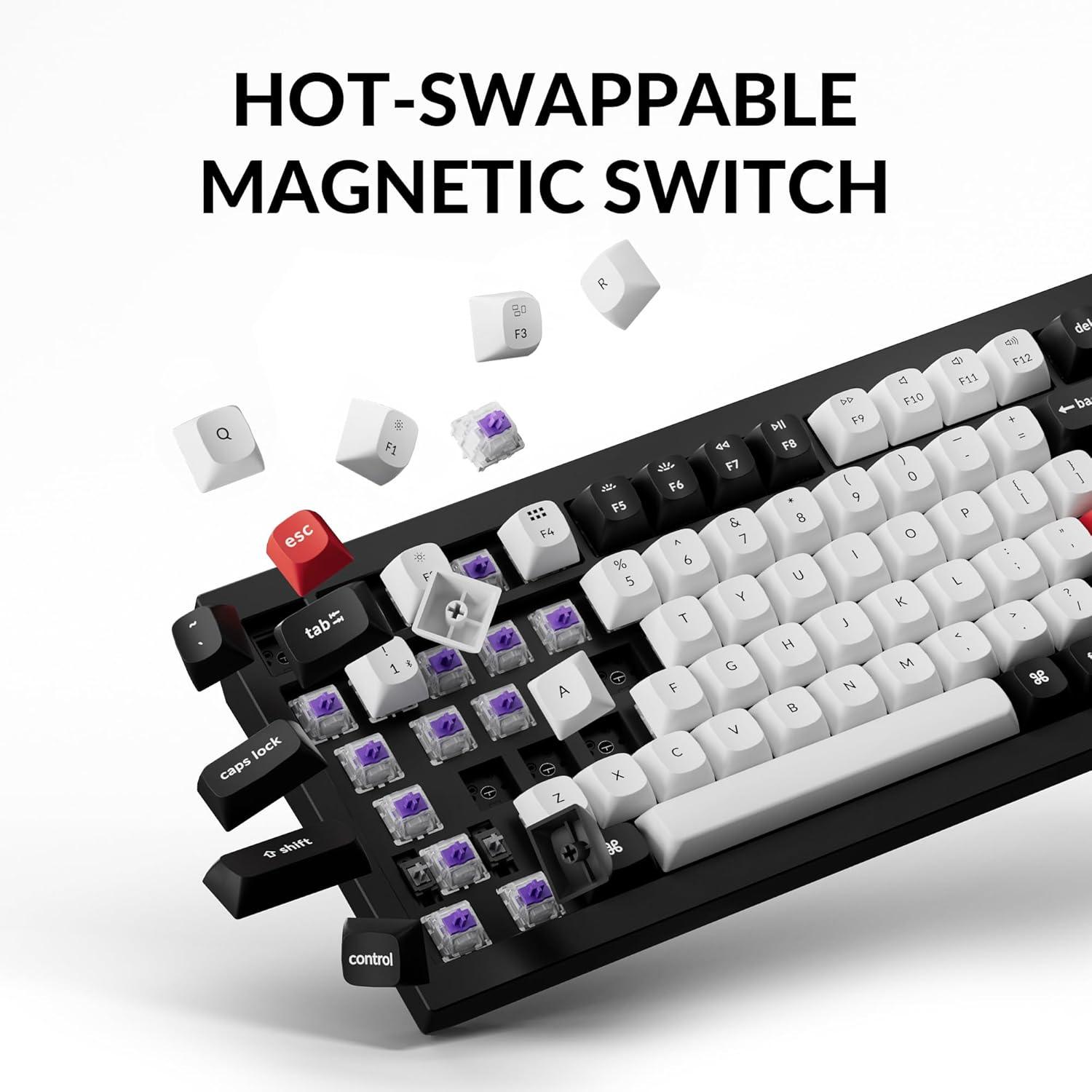 Keychron Q1 HE Teclado Mecânico Sem Fio com Switches Magnéticos Gateron e Polling Rate de 1000Hz