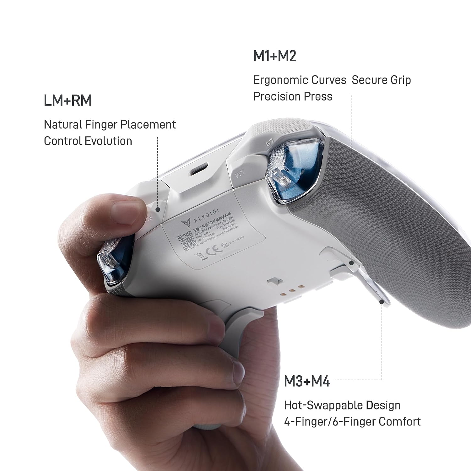 FLYDIGI Apex 5 PC Controller, Forceflex Joystick, 3ms Ultra-Low Latency | ForceAdapt Triggers, RGB Light Bar, Full-Color LCD Display,1500mAh Battery, Trigger+Grip Vibration, 6 Extra Bottons