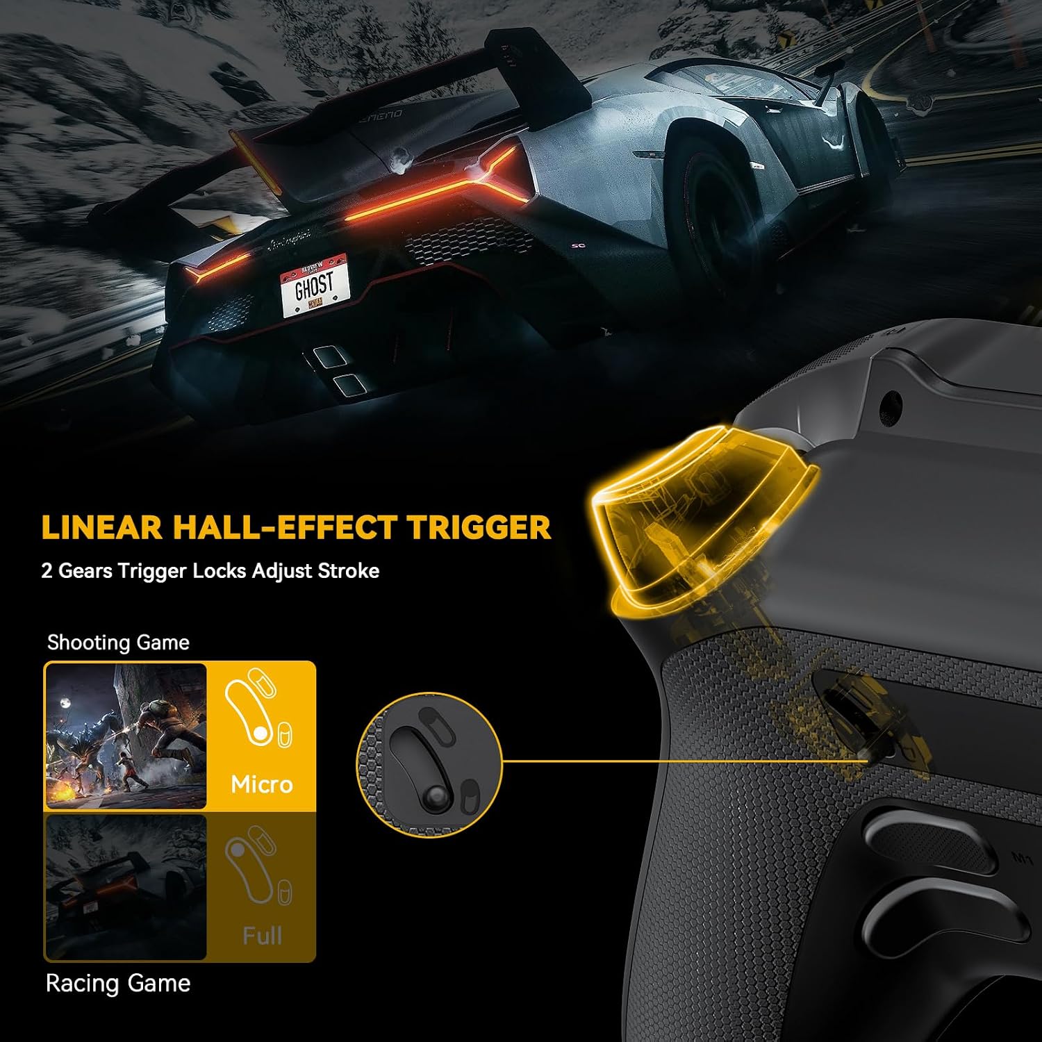ManbaOne Interactive Screen Wireless Gaming Controller for PC/Switch/Switch 2/iOS/Android,Hall Effect Stick & Trigger,RGB Lighting,Remappable Buttons,1800mAh with Charging Dock