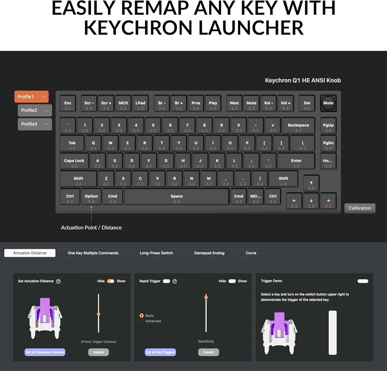 Keychron Q1 HE Teclado Mecânico Sem Fio com Switches Magnéticos Gateron e Polling Rate de 1000Hz