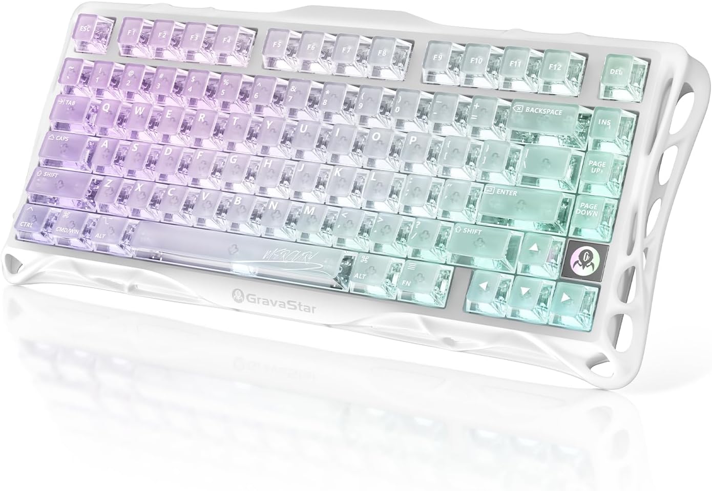 GravaStar Mercury K1 Lite 75% Wireless Mechanical Gaming Keyboard RGB | Gasket Mount, Hot Swappable Linear Switches, Creamy Sound Keyboard, 2.4GHz/USB-C/Bluetooth 5.0, for Win/Mac
