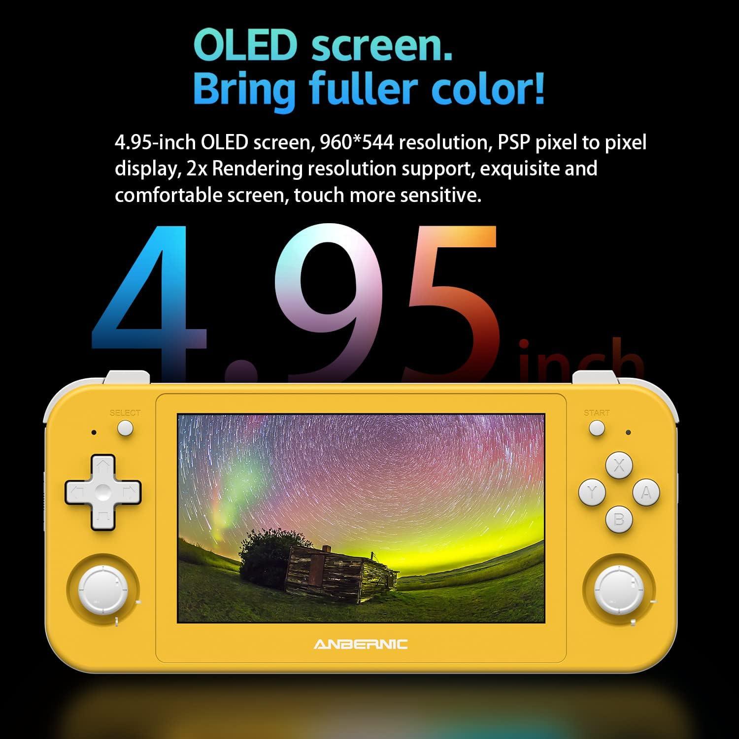 RG505 - 256GB | Console Portátil Anbernic com Tela OLED de 4,95" | Amarelo