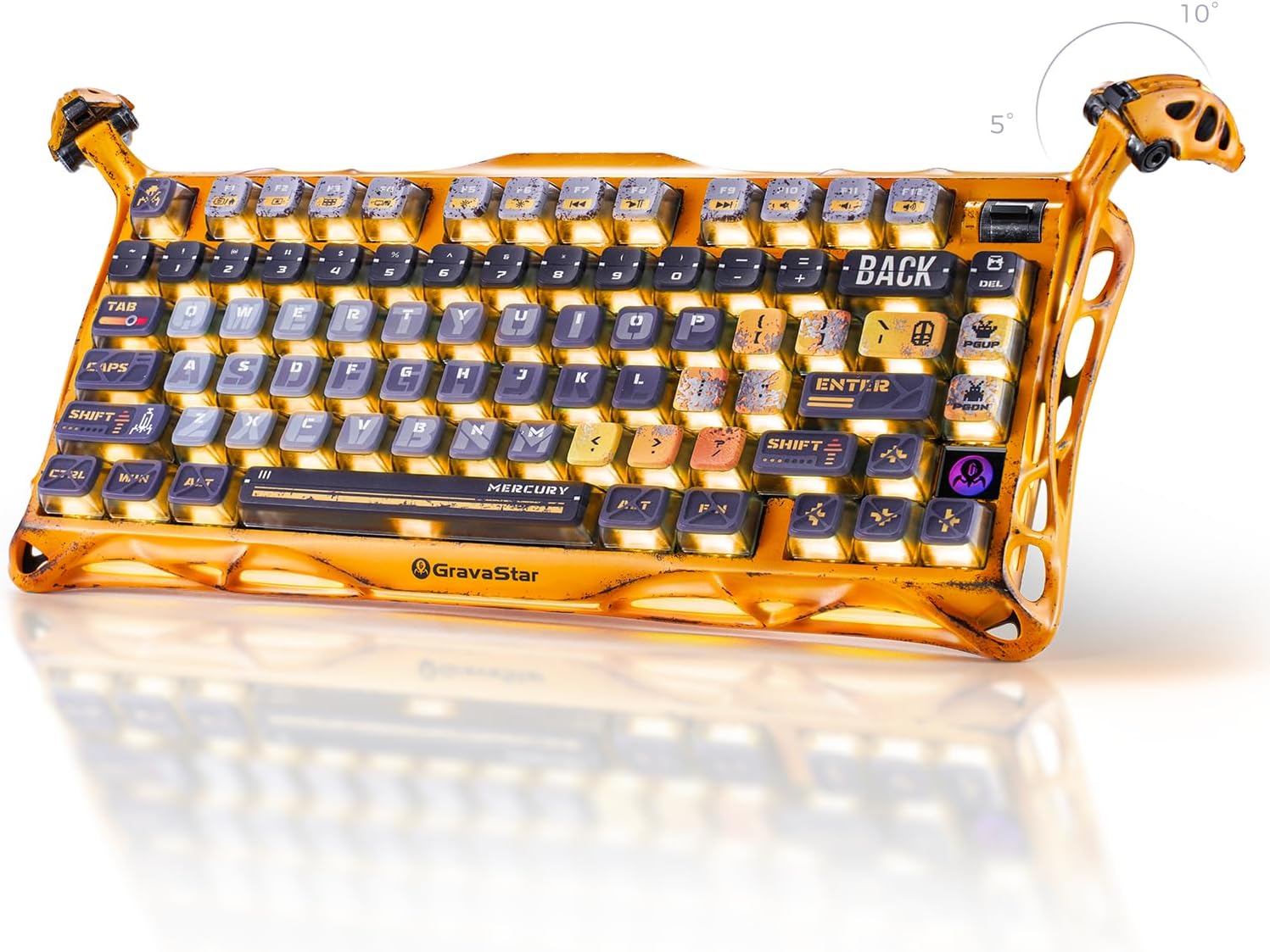 GravaStar Mercury K1 Pro Keyboard & M1 Pro Mouse - Battle-Worn Yellow