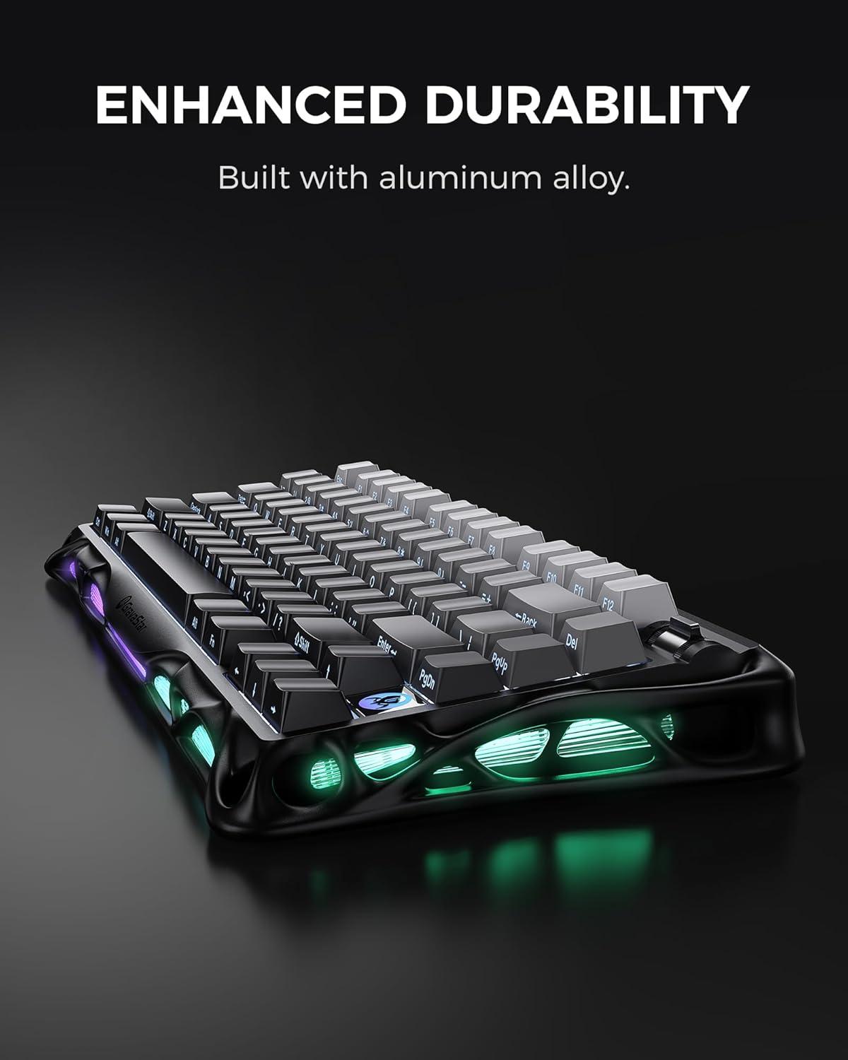 GravaStar Mercury K1 75% Wireless Mechanical Gaming Keyboard RGB Backlit Gasket Mount, Hot Swappable Linear Switches, Creamy Sound Keyboard, 2.4GHz/USB-C/Bluetooth 5.0, for Win/Mac【Gradient Black】