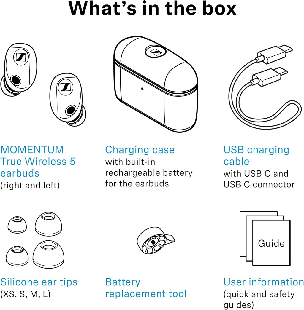 Sennheiser Momentum True Wireless 5 Bluetooth Earbuds, Graphite 40hr Battery, ANC, Lossless High Res Audio, 3D Dolby Atmos, User-Replaceable Battery, Clear Calls & Touch Controls