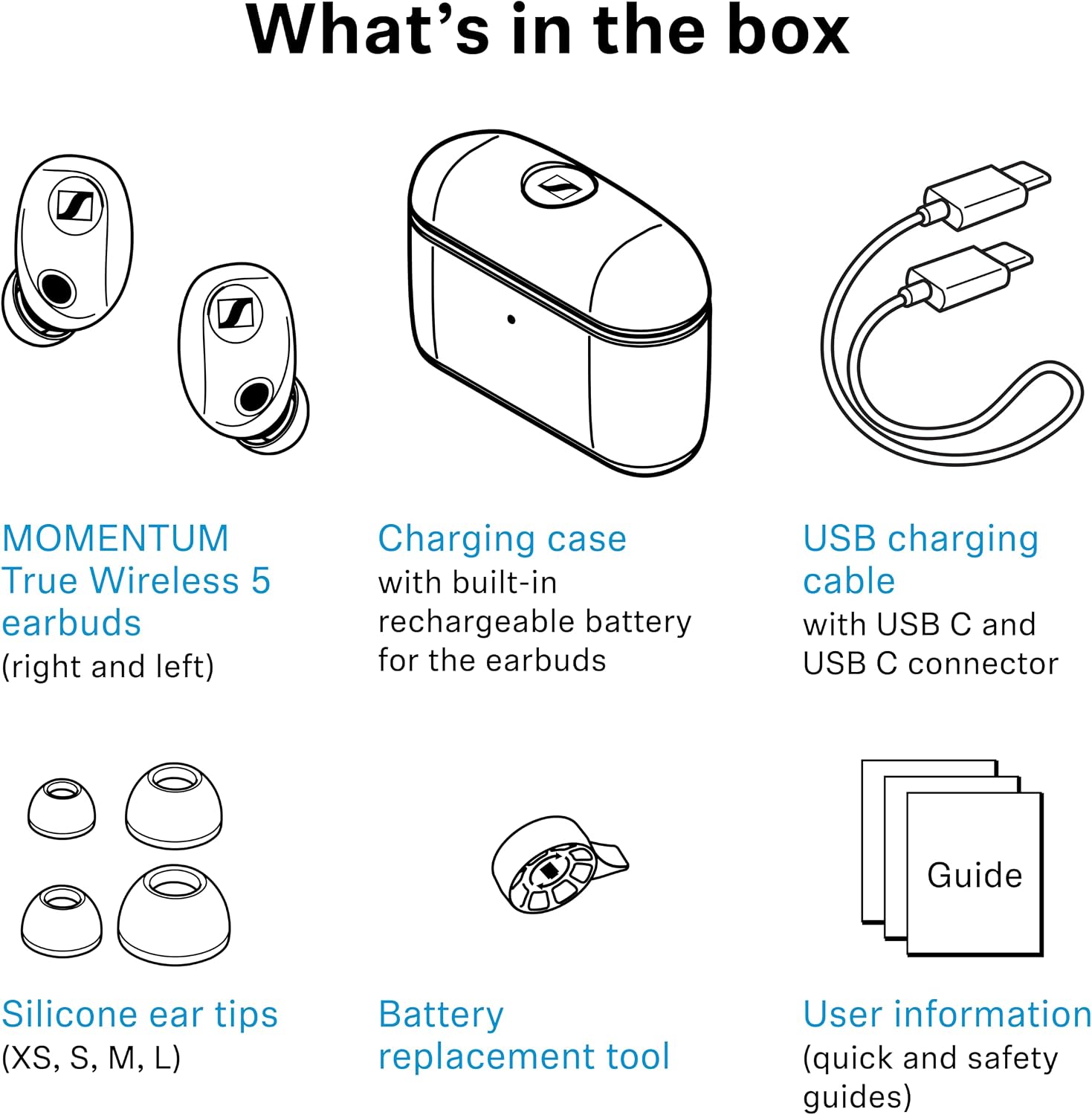 Sennheiser Momentum True Wireless 5 Bluetooth Earbuds, Graphite 40hr Battery, ANC, Lossless High Res Audio, 3D Dolby Atmos, User-Replaceable Battery, Clear Calls & Touch Controls